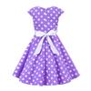 Kids 1950s Style Dresses for Girls 50s Vintage Dresses Retro 40's 50's Polka Dot Dress Audrey Hepburn Rockabilly Prom Swing Dress with Belt 1940s Themed Birthday Party Outfits Purple Polka 5-6 Years view 2
