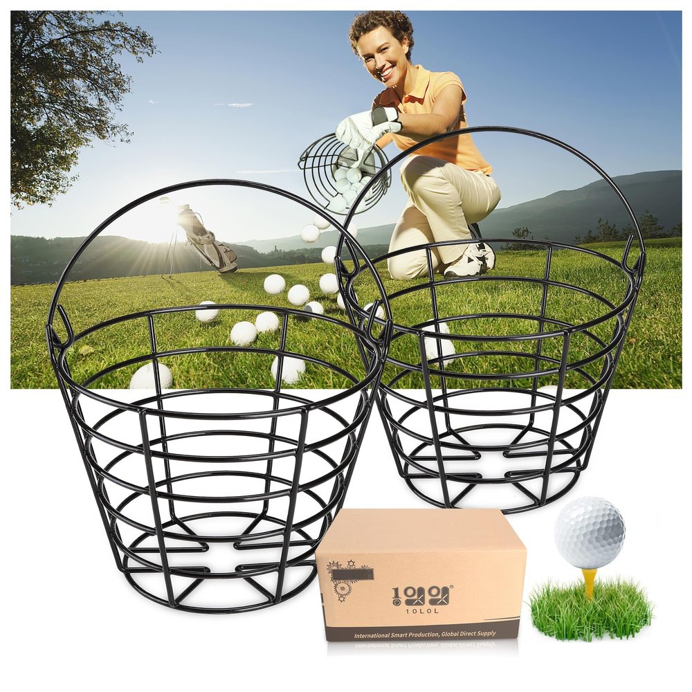 10L0L Golf Basket-Golf Bucket Suitable for Golf Practise & Competition Anti-Rust, Portable Golf Ball Basket (2 Pack)
