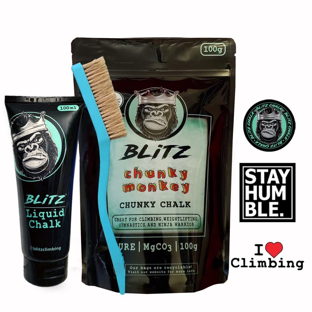Blitz Chalk | Chalk Bundle | Liquid Chalk | 100g Chunky Chalk | Boars Hair Brush | Stickers