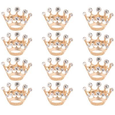 12pcs Elegant Crown Brooch Pin Rhinestone Crystal Corsage Brooch Pin Crown for Women Wedding Supplies