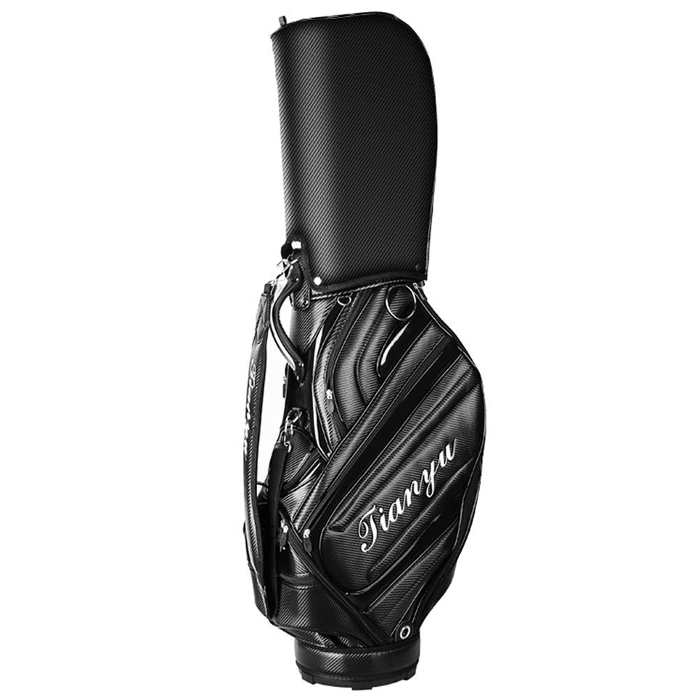 ACXZ Golf Cart Carry Bag, Portable Golf Standard Bag for Men, PU Leather Golf Bag, Black (854228cm)
