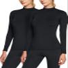 TSLA Women's Thermal Long Sleeve Tops, Mock Turtle & Crew Neck Shirts, Fleece Lined Compression Base Layer, Heat Core Mock Neck 2pack Black/Black, X-Small view 2