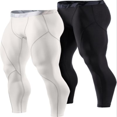 TSLA Men's Thermal Compression Pants, Athletic Sports Leggings & Running Tights, Wintergear Base Layer Bottoms, 2pack Tights Black/White, Medium