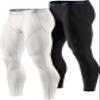 TSLA Men's Thermal Compression Pants, Athletic Sports Leggings & Running Tights, Wintergear Base Layer Bottoms, 2pack Tights Black/White, Medium view 1