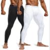 TSLA Men's Thermal Compression Pants, Athletic Sports Leggings & Running Tights, Wintergear Base Layer Bottoms, 2pack Tights Black/White, Medium view 2