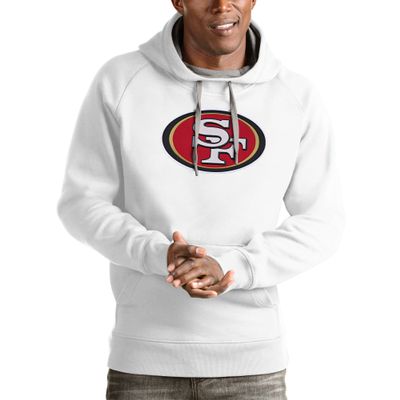Antigua Men's White San Francisco 49ers Logo Victory Pullover Hoodie