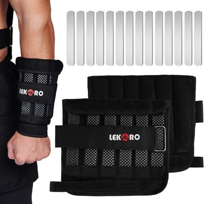 Adjustable Wrist Ankle Weights with Removable Steel Bars, 1 Pair Arm Leg Weights for Men Women, No Sand Leakage, for Walking Jogging Yoga Fitness