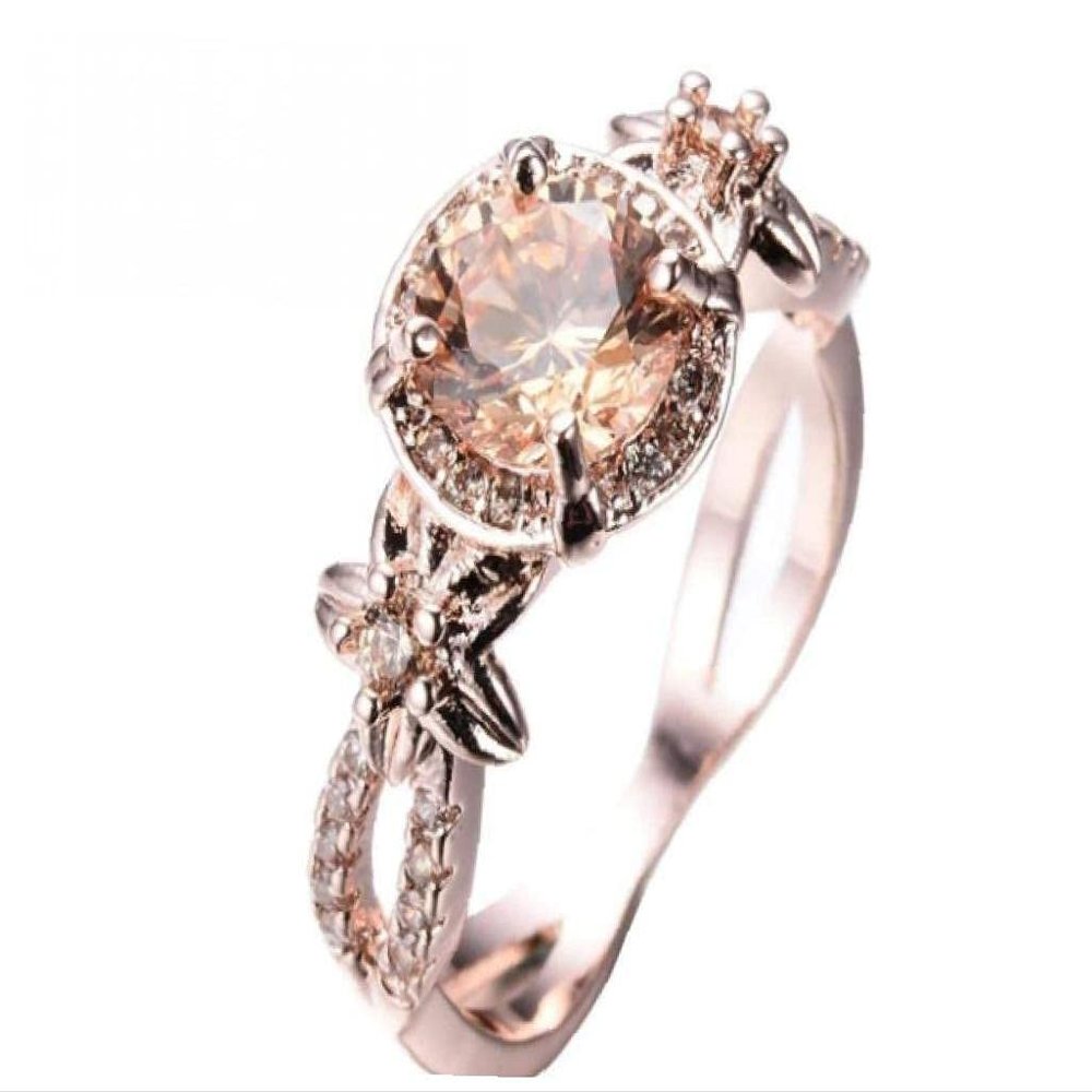 Froiny Rose Gold Gemstone Ring Women Wedding Bridal Set Women Jewelry