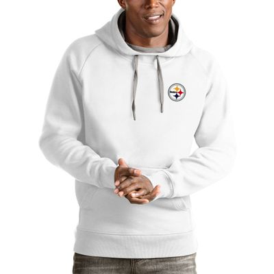 Antigua Men's White Pittsburgh Steelers Logo Victory Pullover Hoodie