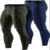 TSLA Men's Thermal Compression Pants, Athletic Sports Leggings & Running Tights, Wintergear Base Layer Bottoms, 2pack Tights Navy/Olive, Small view 1