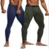 TSLA Men's Thermal Compression Pants, Athletic Sports Leggings & Running Tights, Wintergear Base Layer Bottoms, 2pack Tights Navy/Olive, Small view 2