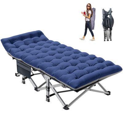 NAIZEA Folding Camping Cots for Adults, Portable Cot with Mattress Heavy Duty Outdoor Bed with Carry Bag 1200d Oxford Cloth Sleeping Cots for Camping Office Nap Home Guest Beach Travel