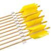 ZSHJGJR Archery Hunting Arrows Wooden Flu-Flu Arrows Traditional Wooden Arrows 4 Turkey Feathers Fletching for Recurve Bow Longbow Practice Targeting Hunting Shooting 6/12 Pack (12, Yellow) view 2