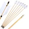 ZSHJGJR Archery Hunting Arrows Wooden Flu-Flu Arrows Traditional Wooden Arrows 4 Turkey Feathers Fletching for Recurve Bow Longbow Practice Targeting Hunting Shooting 6/12 Pack (12, White) view 2