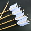 ZSHJGJR Archery Hunting Arrows Wooden Flu-Flu Arrows Traditional Wooden Arrows 4 Turkey Feathers Fletching for Recurve Bow Longbow Practice Targeting Hunting Shooting 6/12 Pack (12, White) view 4