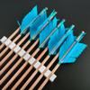 ZSHJGJR Archery Hunting Arrows Wooden Flu-Flu Arrows Traditional Wooden Arrows 4 Turkey Feathers Fletching for Recurve Bow Longbow Practice Targeting Hunting Shooting 6/12 Pack (12, Light Blue) view 4