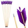 ZSHJGJR Archery Hunting Arrows Wooden Flu-Flu Arrows Traditional Wooden Arrows 4 Turkey Feathers Fletching for Recurve Bow Longbow Practice Targeting Hunting Shooting 6/12 Pack (12, Purple) view 3