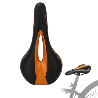 Bike Seat Bicycle Saddle, Mountain Road Bicycle Saddle, Waterproof Hollow Cushion, Black Orange Edge Cushion, Soft Comfortable Seat Bicycle Accessory, Mountain Road Bike Saddle