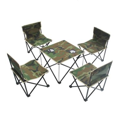 Camping Table Chairs Outdoor Folding Camping Picnic Table, The Ultra-Light Camouflage Table is Suitable for Courtyard Balconies, with Cup Holder and Handbag