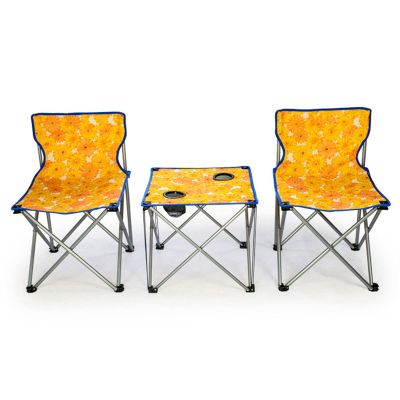 Camping Table Chairs Outdoor Portable Folding Table and Chair Set, Lightweight Oxford Cloth Camping Picnic Table, Suitable for Garden/Barbecue/Beach 47x47x41cm (Color : Orange, Size : Medium)