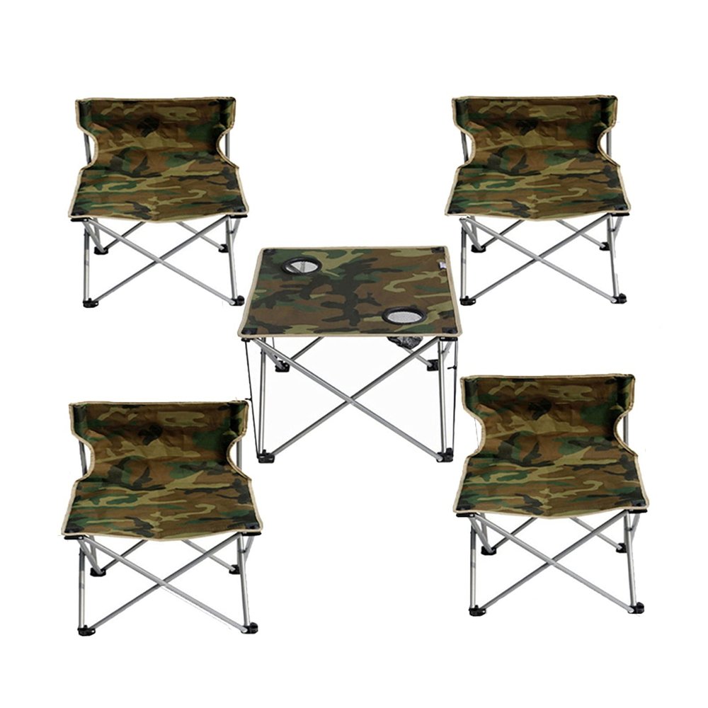 Camping Table Chairs Folding Table and Chair Set, Camouflage Outdoor Camping Picnic Table with 2 Cup Holders, Convenient to Carry and Store (Color : Package 3)