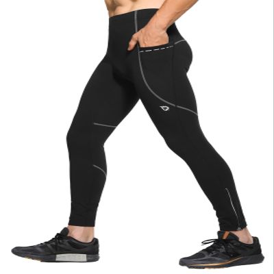 baleaf Men's Winter Running Tights Thermal Cycling Pants Cold Weather Gear Fleece Lined Leggings Pockets Compression Black Grey 3XL