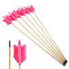 6/12 Pack Traditional Wooden Arrows Target Flu Flu Arrow with 4 Pcs Turkey Feather and Field Points for Target Practice (Pink, 12 Pack) view 1