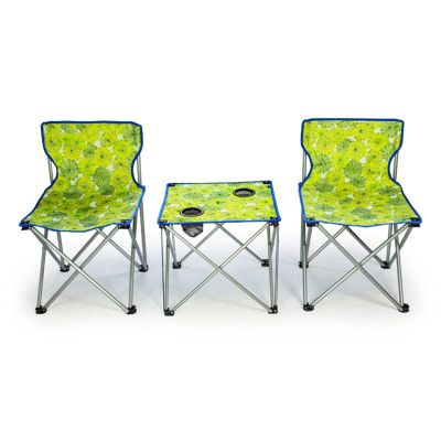 Camping Table Chairs Portable Oxford Cloth Folding Table and Chair Set, Picnic Table with Cup Holder and Hand Strap, Suitable for Barbecue/Party/Beach 47x47x41cm (Color : 2 in 1, Size : Medium)