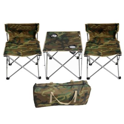Camping Table Chairs Folding Table and Chair Set, Camouflage Outdoor Camping Picnic Table with 2 Cup Holders, Convenient to Carry and Store (Color : Package 1)