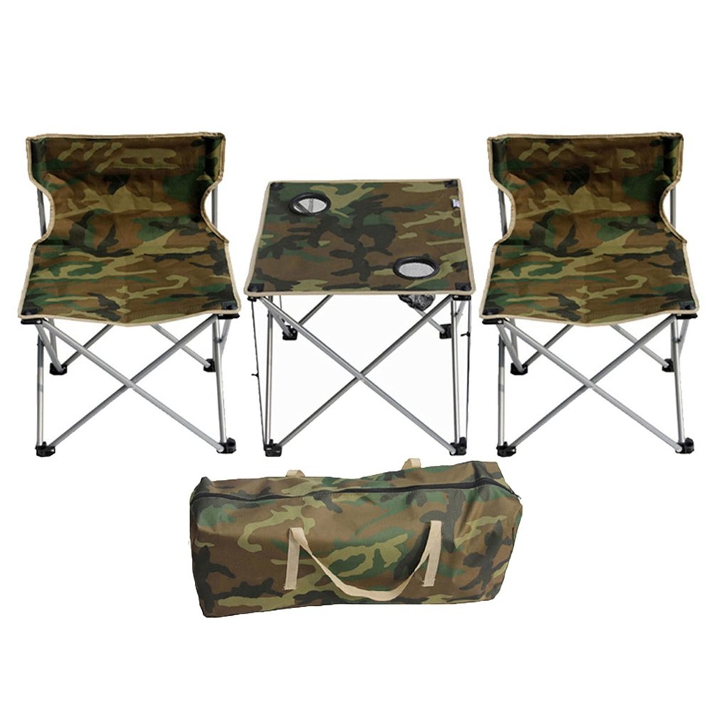 Camping Table Chairs Folding Table and Chair Set, Camouflage Outdoor Camping Picnic Table with 2 Cup Holders, Convenient to Carry and Store (Color : Package 1)