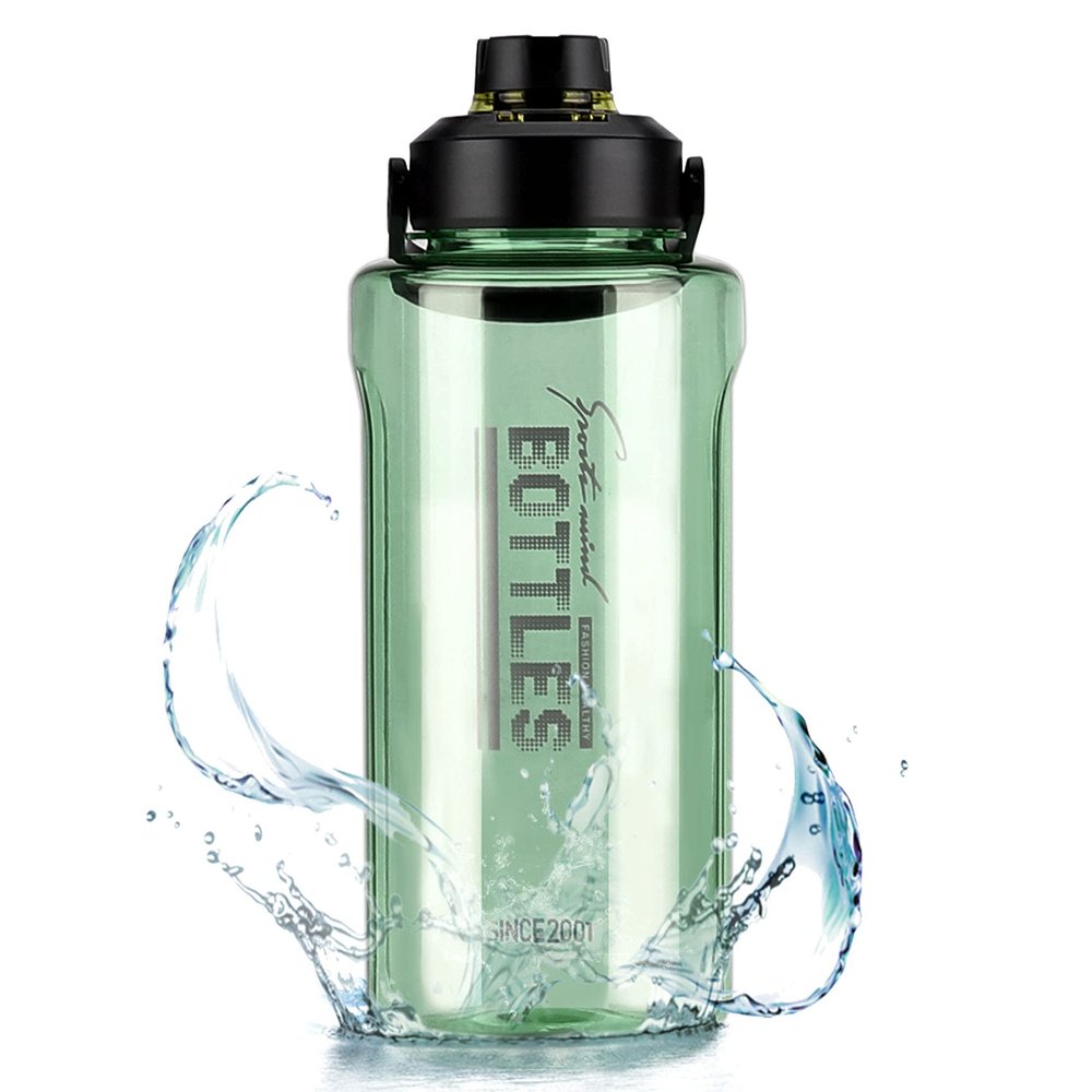 Olerd Half Gallon/64oz Water Bottle With Handle, 2L Leak proof BPA Free Fitness Sports Water Jug, Ensure You Drink Enough Water Daily for Gym and Outdoor Sports(Green)