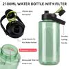 Olerd Half Gallon/64oz Water Bottle With Handle, 2L Leak proof BPA Free Fitness Sports Water Jug, Ensure You Drink Enough Water Daily for Gym and Outdoor Sports(Green) view 2