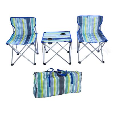 Camping Table Chairs Outdoor Portable Folding Table and Chair Set, Lightweight Oxford Cloth Camping Picnic Table, Suitable for Garden/Barbecue/Beach 47x47x41cm (Color : Blue, Size : Large)