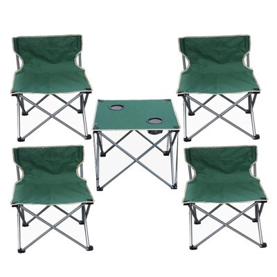 Camping Table Chairs Green Folding Table with Four Chairs, for Indoor and Outdoor Camping Tables, with A Storage Bag for Easy Carrying (Size : Medium)