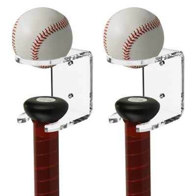 Cosmos 2 Pcs Acrylic Baseball Bat Wall Mount Softball Wall Stand Holder Rack for Bat & Ball Vertical Display in Home, Baseball Stadium, Locker Room (Transparent Clear)