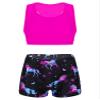 YONGHS Kids Girls Sports Tankini Outfit Crop Top with Booty Shorts Gymnastic Suit Swimsuit Swimwear Dark Night Black 8-10 Years view 1