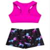 YONGHS Kids Girls Sports Tankini Outfit Crop Top with Booty Shorts Gymnastic Suit Swimsuit Swimwear Dark Night Black 8-10 Years view 4
