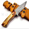 HK-326 Custom Handmade Damascus Steel Knife - Full Tang Fire Camel bone Handle, with Leather Sheath, Ideal Knife for Camping or everyday use view 2