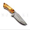 HK-326 Custom Handmade Damascus Steel Knife - Full Tang Fire Camel bone Handle, with Leather Sheath, Ideal Knife for Camping or everyday use view 3