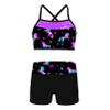 YONGHS Kids Girls 2PCS Athletics Sports Outfit Crisscross Crop Tops with Shorts Active Set Ballet Dance Leotard Dark Night Black 4 Years view 1