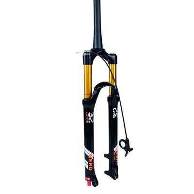Jejy 9mm Quick Release 1 1/8 Bicycle Suspension Fork 26/27.5/29Disk Brakes Rebound Adjust Mountain Bike Ultralight Air Front Forks (Color : Tapered Remote Lockout, Size : 27.5)