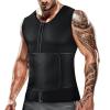 Cimkiz Mens Sweat Sauna Vest for Waist Trainer Zipper Neoprene Tank Top, Adjustable Sauna Workout Zipper Suit (Black, Medium) view 1