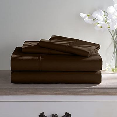Boating Sheet Set - 100% Egyptian Cotton Bedding Set - 600 Thread Count - Best V Berth Boat Sheets - 8 inch Deep Pockets - Great Gift for Boaters |Universal XL V Berth, Chocolate Solid|