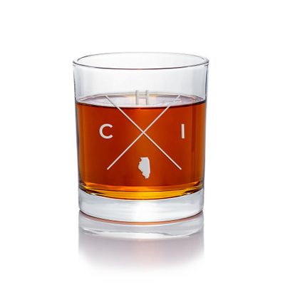 CHI Chicago Illinois Round Rocks Glass - Chicago Gift Set, Gift Illinois, Best Illinois Gift, Personalized Illinois Glass