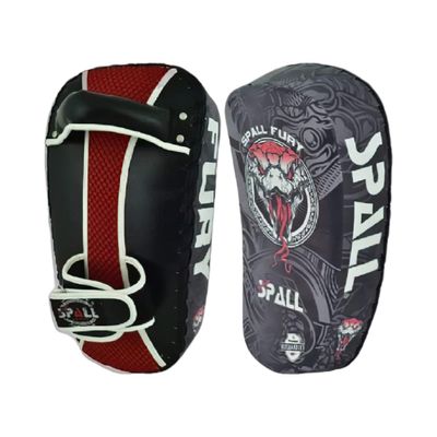 Spall Pro US Curved Thai Pads - Kickboxing Pads with Handle (Grey/Black)