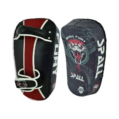 Spall Pro US Curved Thai Pads - Kickboxing Pads with Handle (Green/Black)