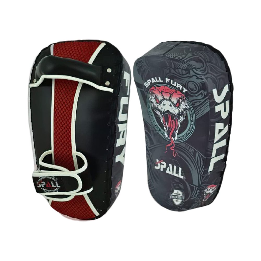 Spall Pro US Curved Thai Pads - Kickboxing Pads with Handle (Green/Black)