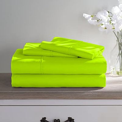 Boating Sheet Set - 100% Egyptian Cotton Bedding Set - 600 Thread Count - Best V Berth Boat Sheets - 8 inch Deep Pockets - Great Gift for Boaters |Universal V Berth, Parrot Green Solid|
