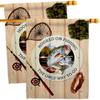 Hooked On Fishing House Flags 2 pcs Pack Sports Outdoor Camping Fish Dock Lure Entertainment Activity Physical Small Decorative Gift Yard Banner Made In USA 28 X 40 view 1