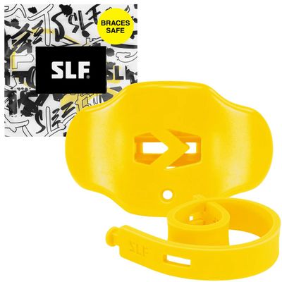 SLEEFS Football Mouth Guard - Adult/Youth Mouthguard with Strap - Lip/Teeth Protector Mouthpiece - No Boil - for Youth/Adults, Maximum Air Flow, for All Sports - Yellow